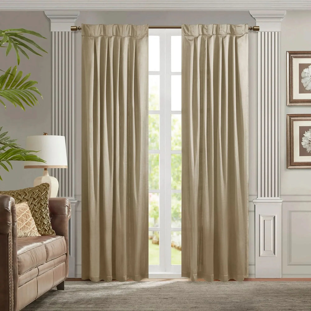 Pleat Curtain Panel Polyester Champagne With Tieback 52x84 Single Media 8