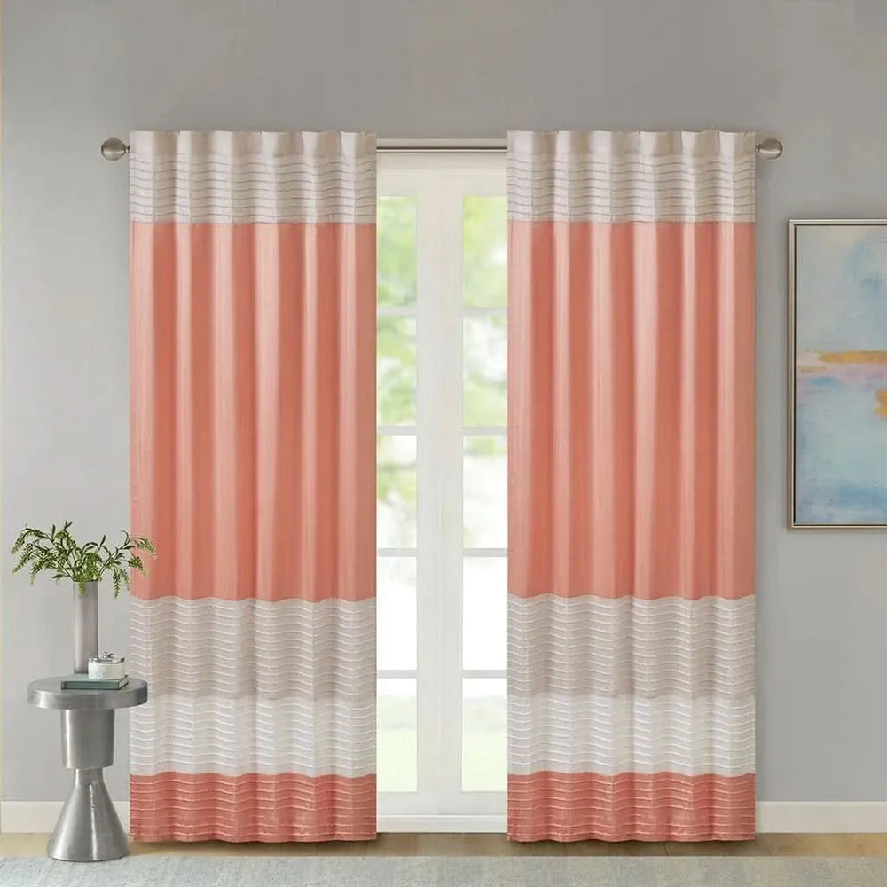 Silk Curtain Panel Pintuck Orange Multi Window Panel Single Panel Media 8