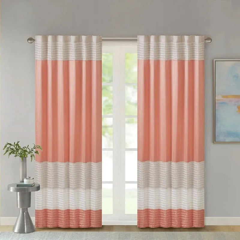 Silk Curtain Panel Pintuck Orange Multi Window Panel Single Panel