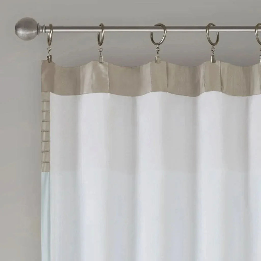 Pintuck Curtain Panel Polyester Blue Transitional Window Drapery Panel Media 4