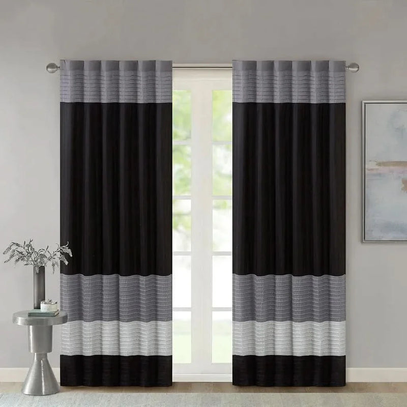 Curtain Panel Polyester Pintuck Back Tab Window Curtain 84 Inch Long