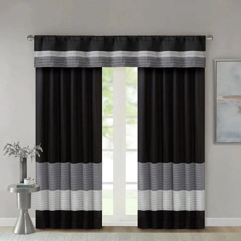 Curtain Panel Polyester Pintuck Back Tab Window Curtain 84 Inch Long