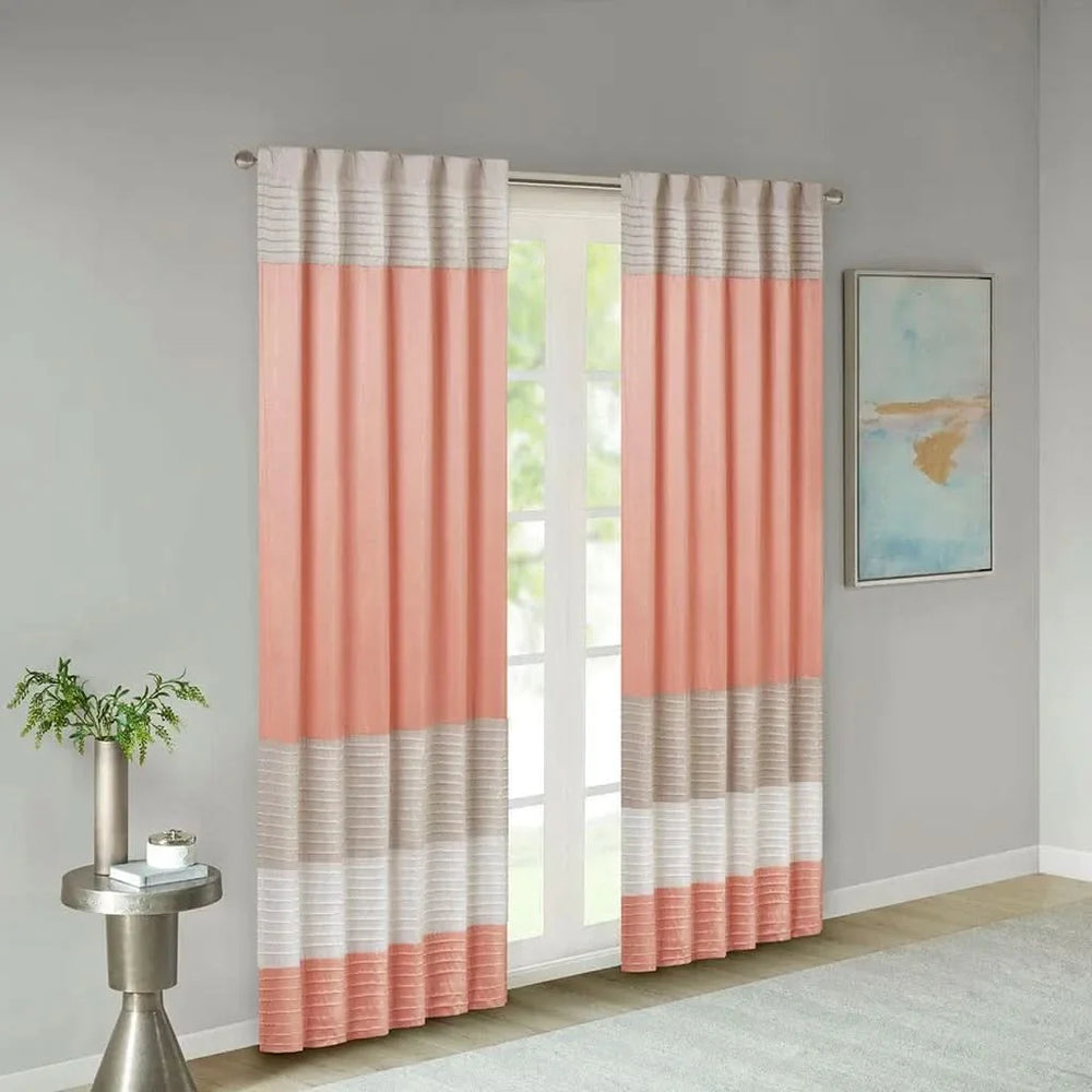 Silk Curtain Panel Pintuck Orange Multi Window Panel Single Panel Media 2