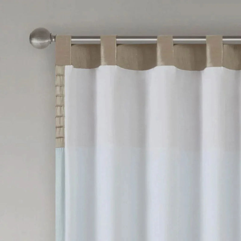 Pintuck Curtain Panel Polyester Blue Transitional Window Drapery Panel
