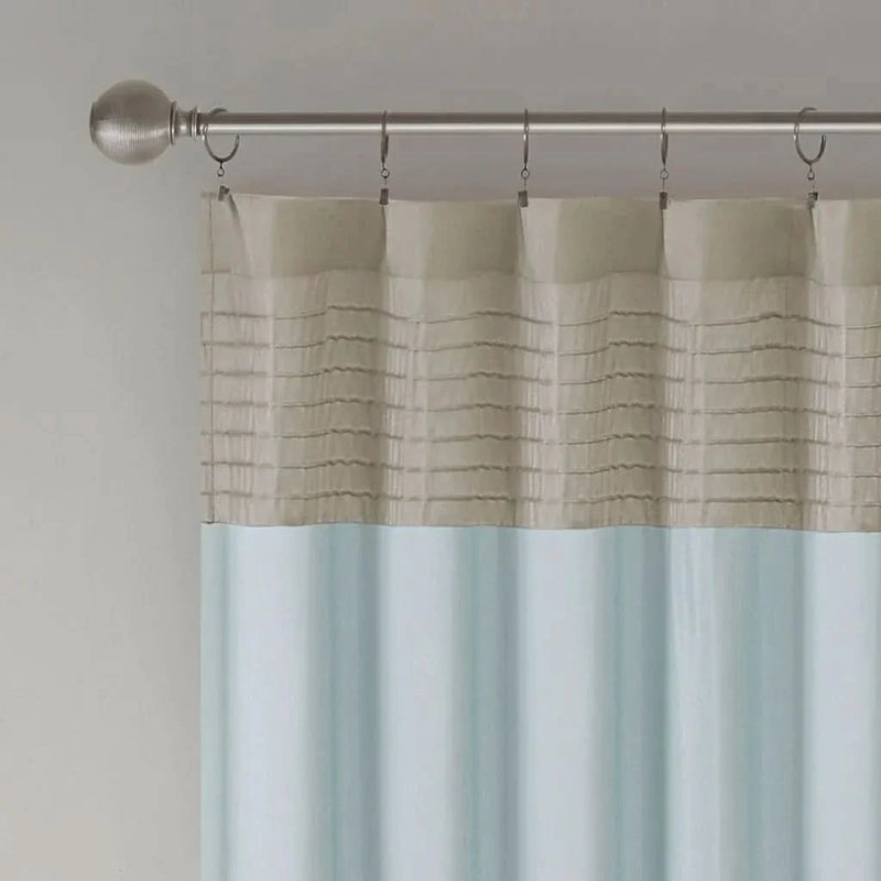 Pintuck Curtain Panel Polyester Blue Transitional Window Drapery Panel