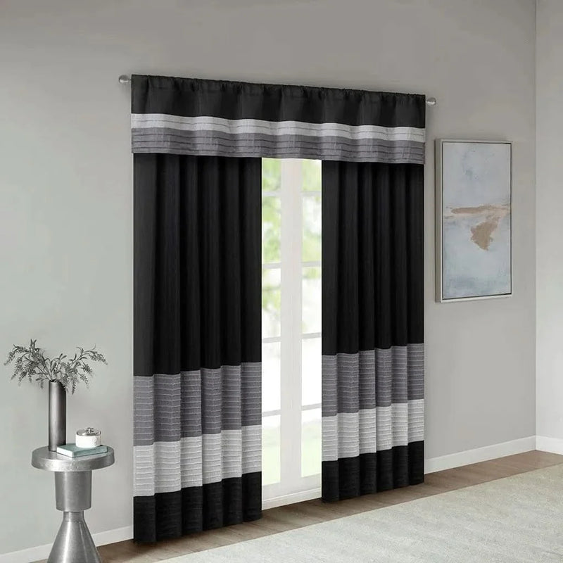 Curtain Panel Polyester Pintuck Back Tab Window Curtain 84 Inch Long