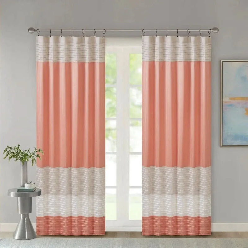 Silk Curtain Panel Pintuck Orange Multi Window Panel Single Panel