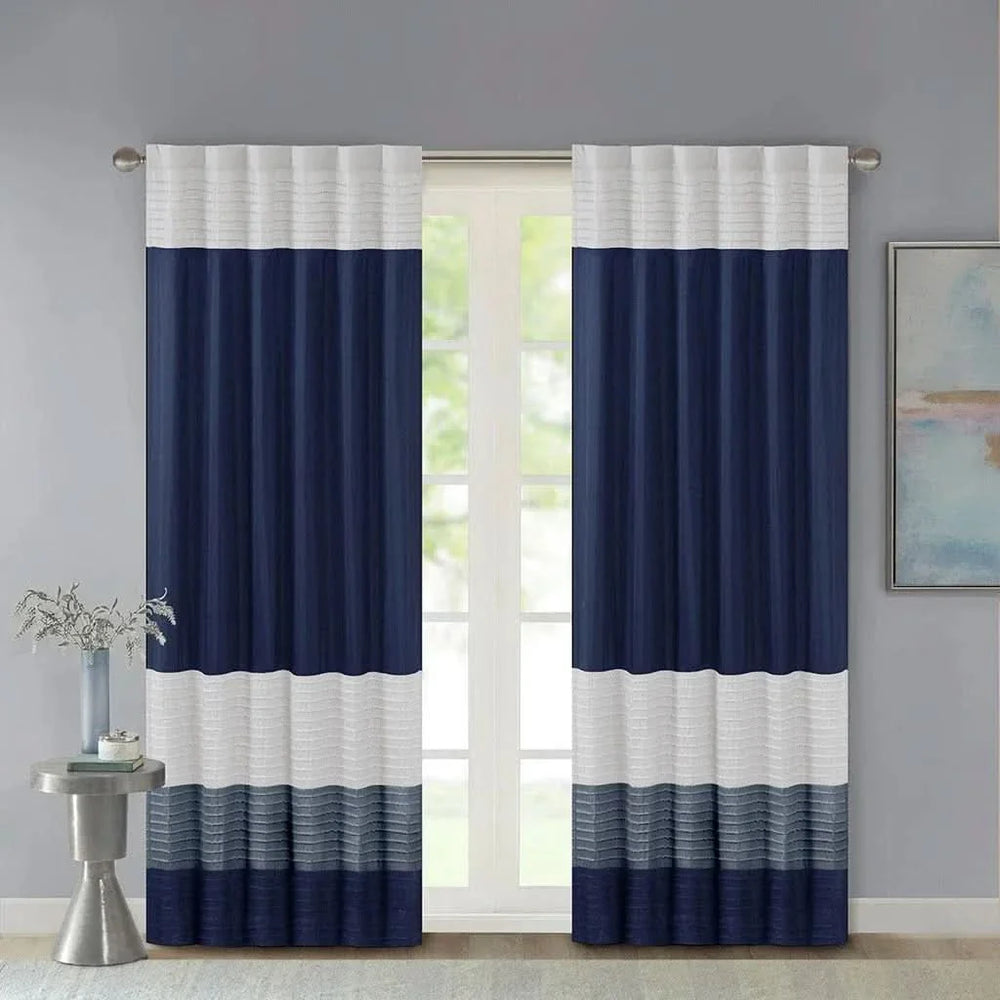 Curtain Panel Cotton Pintuck Window Curtain For Living Room Decor Media 4