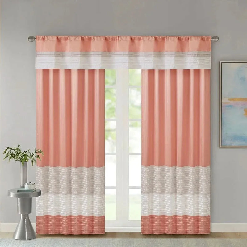 Silk Curtain Panel Pintuck Orange Multi Window Panel Single Panel