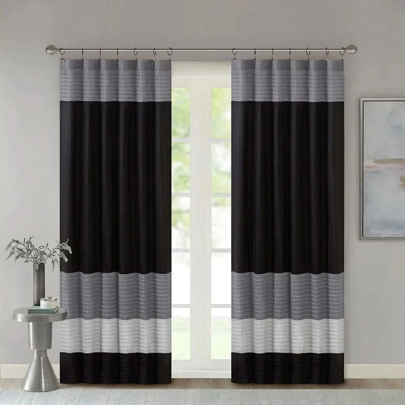Curtain Panel Polyester Pintuck Back Tab Window Curtain 84 Inch Long