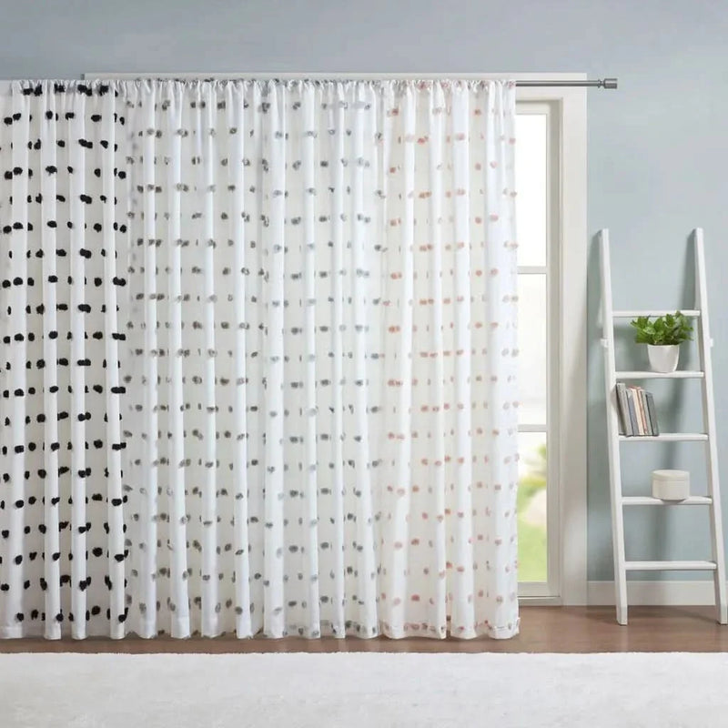 Pom Pom Curtain Panel Polyester Light Filtering Casual Window Treatment