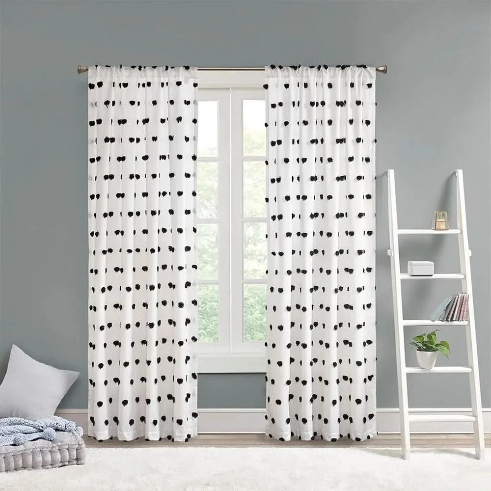 Pom Pom Curtain Panel Polyester Light Filtering Casual Window Treatment Media 7