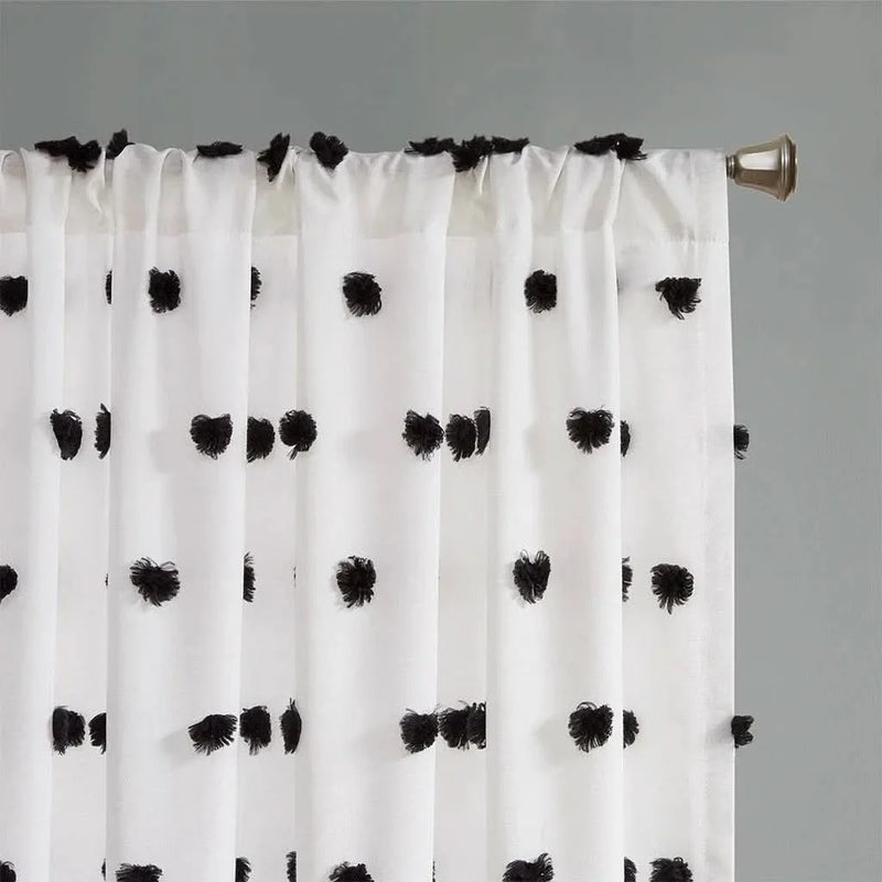 Pom Pom Curtain Panel Polyester Multicolor Light Filtering Window Panel