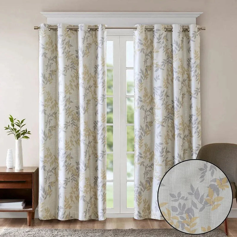 Botanical Blackout Curtain Polyester Printed Botanical Leaf Pattern