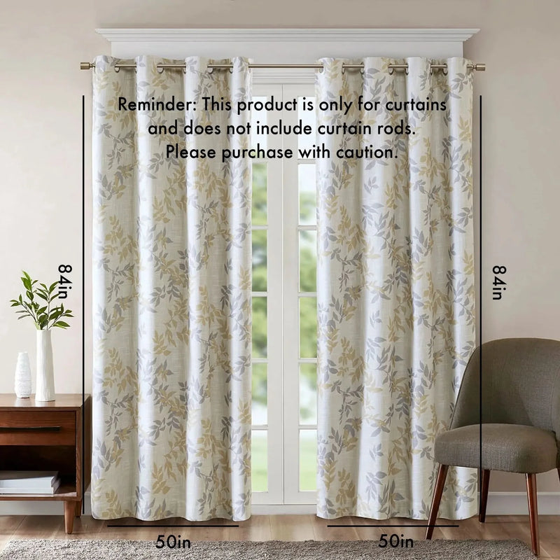 Botanical Blackout Curtain Polyester Printed Botanical Leaf Pattern