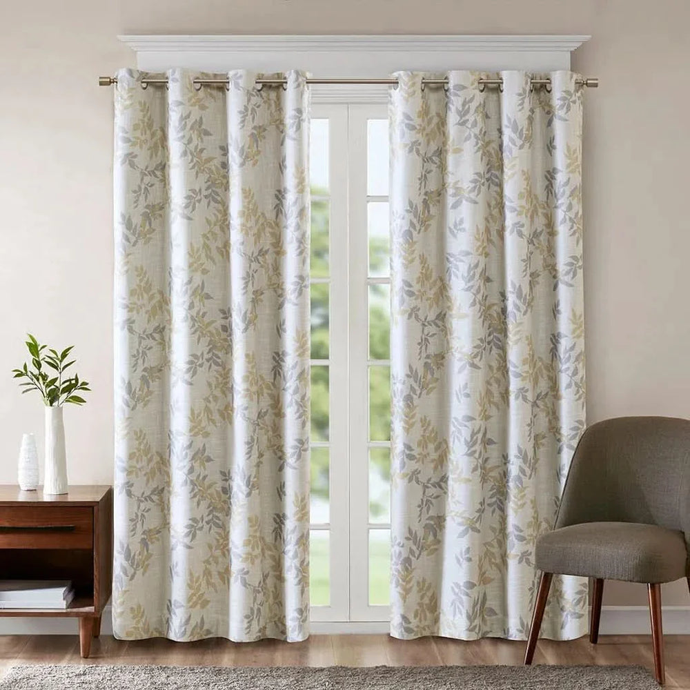 Botanical Blackout Curtain Polyester Printed Botanical Leaf Pattern Media 1