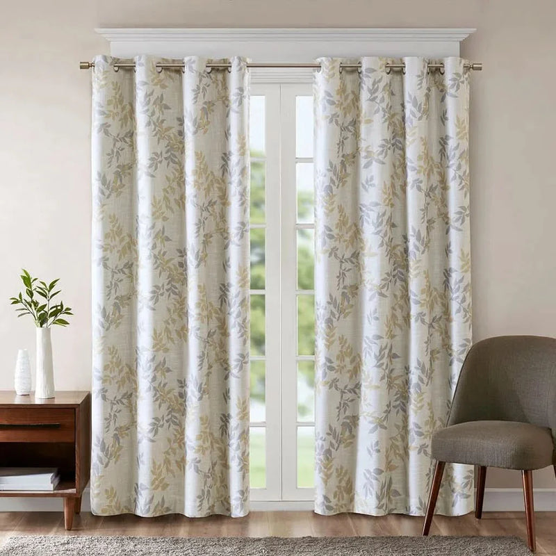 Botanical Blackout Curtain Polyester Printed Botanical Leaf Pattern