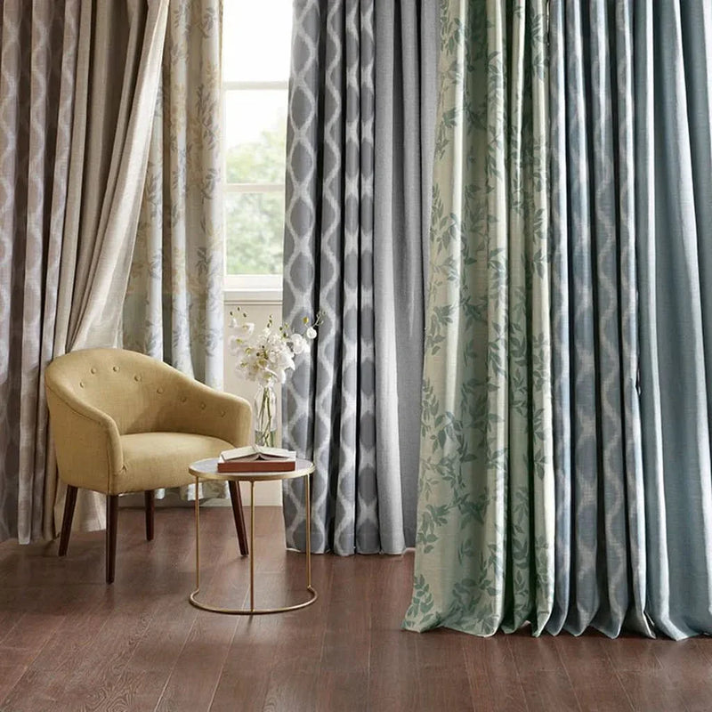 Botanical Blackout Curtain Polyester Printed Botanical Leaf Pattern