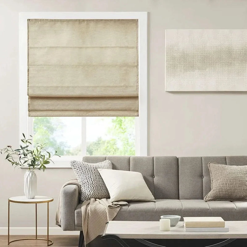Room Darkening Cordless Roman Shade Polyester Faux Silk Texture Modern