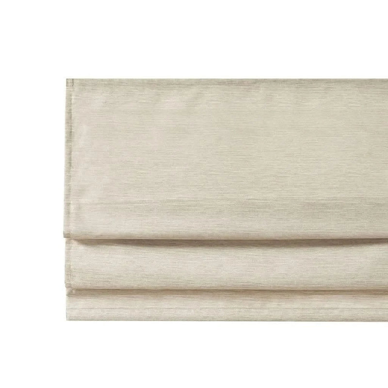 Cordless Roman Shade Printed Faux Silk Textured Ivory Room Darkening