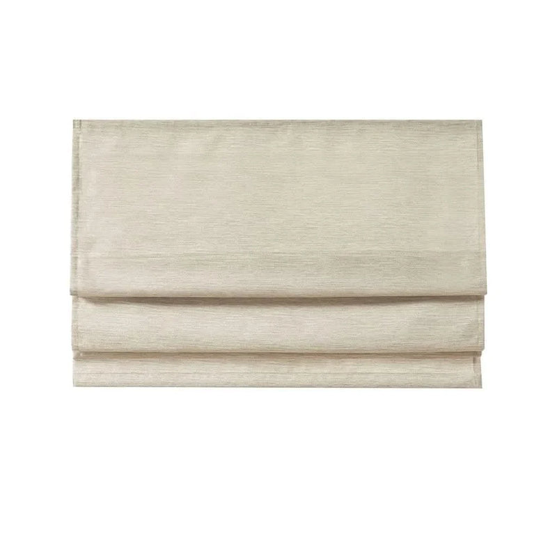 Cordless Roman Shade Printed Faux Silk Textured Ivory Room Darkening