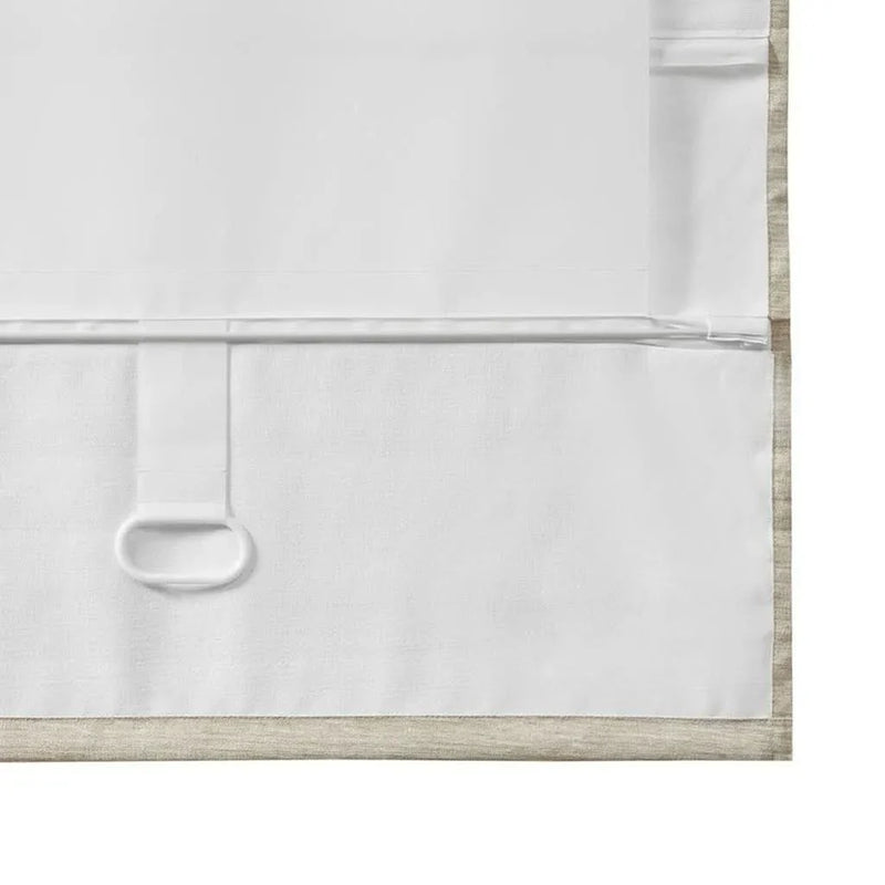Cordless Roman Shade Printed Faux Silk Textured Ivory Room Darkening