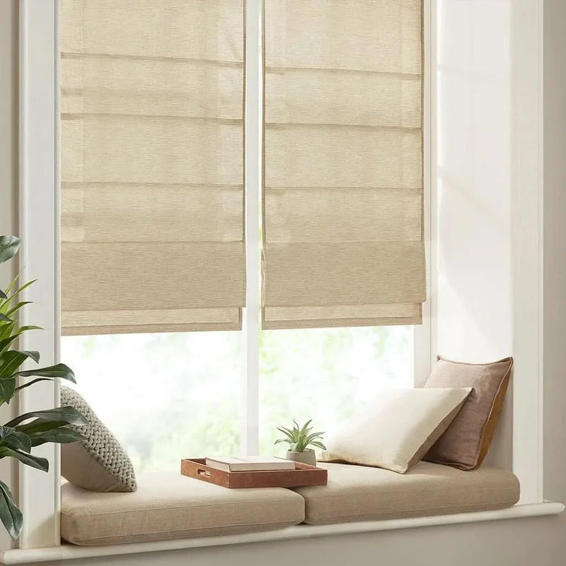 Room Darkening Cordless Roman Shade Polyester Faux Silk Texture Modern