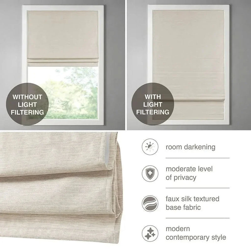 Room Darkening Cordless Roman Shade Polyester Faux Silk Texture Modern