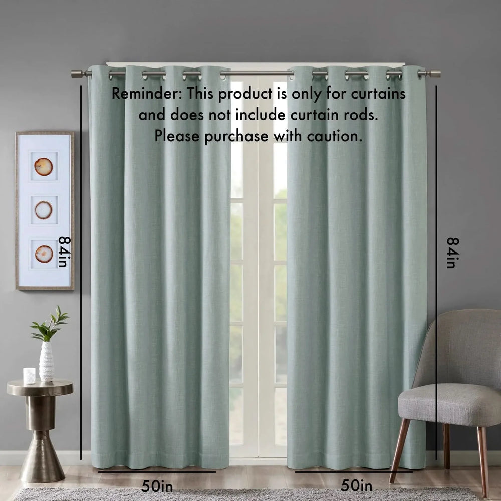Blackout Curtain Panel Polyester Grommet Top Heathered Dusty Seafoam Media 2