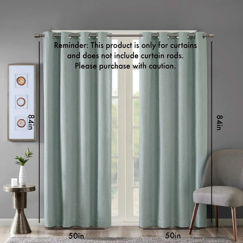 Blackout Curtain Panel Polyester Grommet Top Heathered Dusty Seafoam