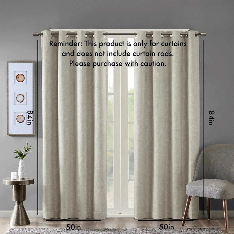 Blackout Curtain Panel Polyester Grommet Top 84 Inch Length Light Blocking