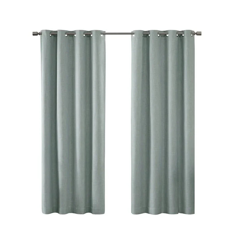 Blackout Curtain Panel Polyester Grommet Top Heathered Dusty Seafoam