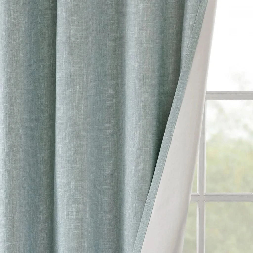 Blackout Curtain Panel Polyester Grommet Top Printed Heathered Dusty Seafoam Media 8