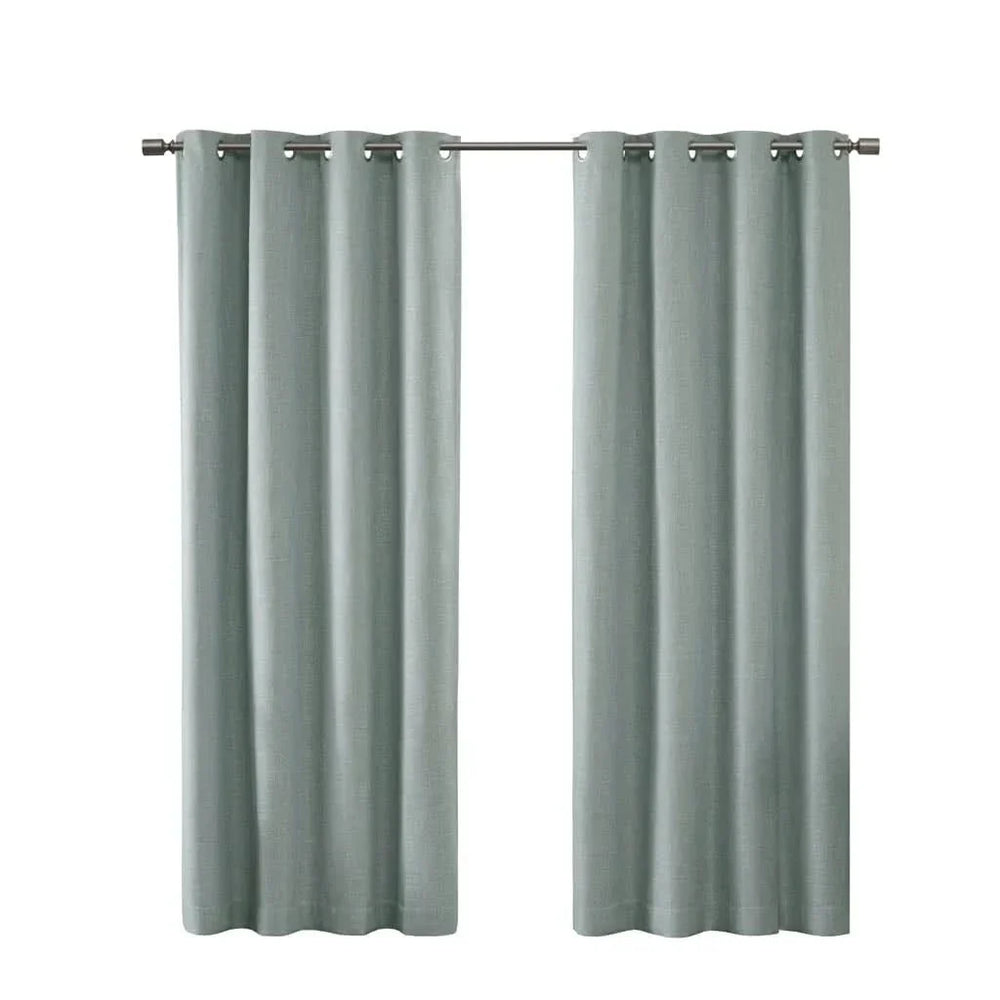Blackout Curtain Panel Polyester Grommet Top Printed Heathered Dusty Seafoam Media 12