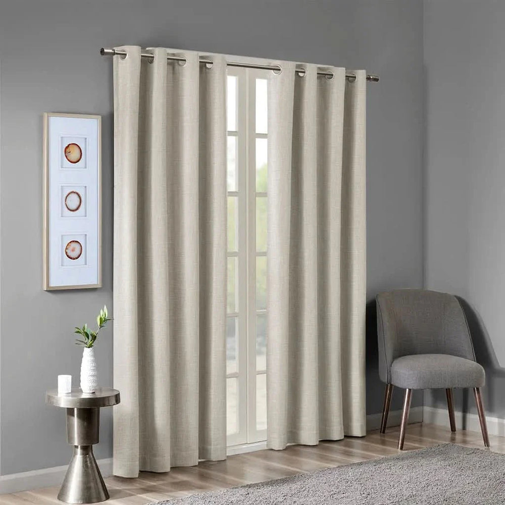 Blackout Curtain Panel Polyester Grommet Top 84 Inch Length Light Blocking Media 6