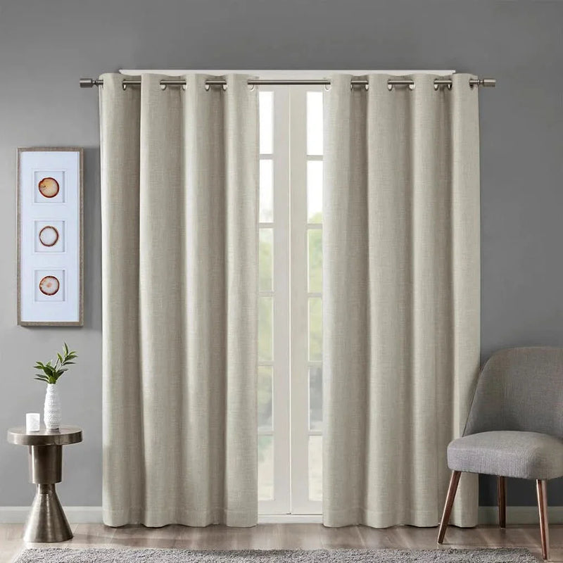 Blackout Curtain Panel Polyester Grommet Top 84 Inch Length Light Blocking