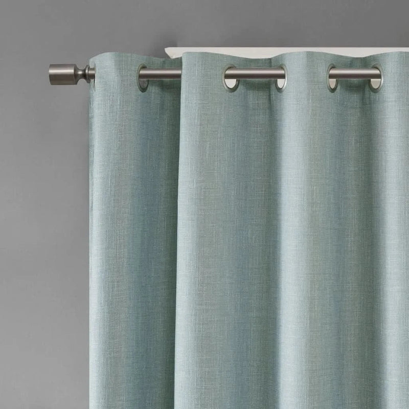 Blackout Curtain Panel Polyester Grommet Top Heathered Dusty Seafoam