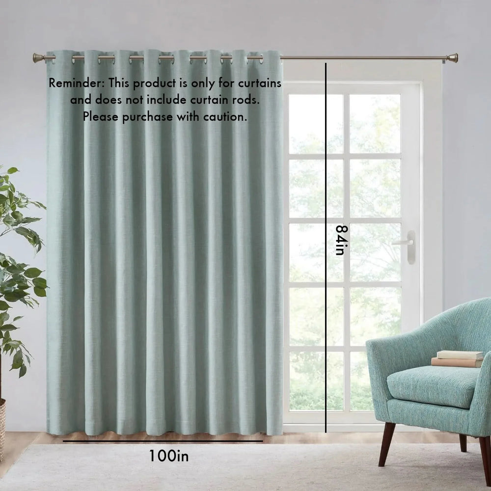 Blackout Window Panel Polyester Heathered Print Patio Curtain Panel Media 2