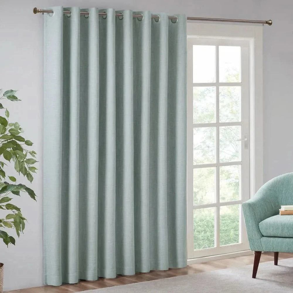 Blackout Window Panel Polyester Heathered Print Patio Curtain Panel Media 10