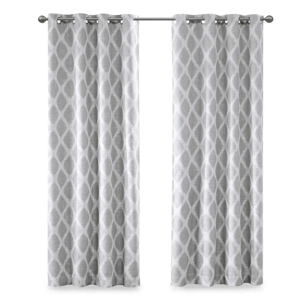 Ikat Blackout Curtain Polyester Textured Grey 95 Inch Length Panel Media 10
