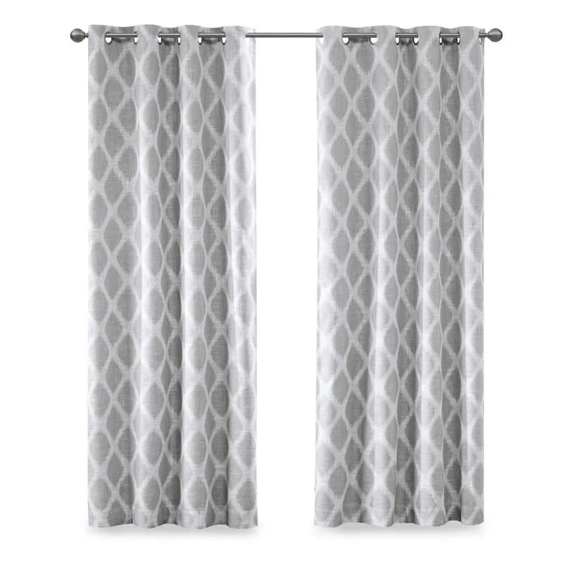 Ikat Blackout Curtain Polyester Textured Grey 95 Inch Length Panel
