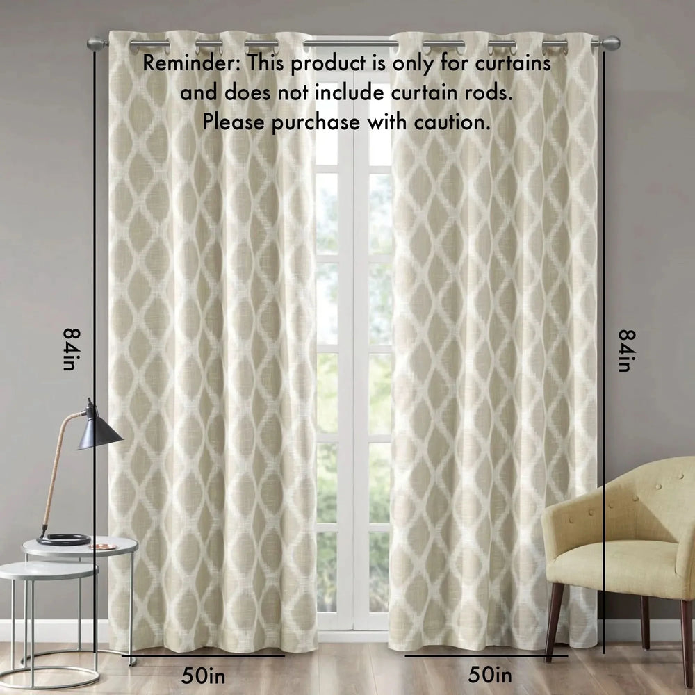 Ikat Blackout Curtain Polyester Textured Panel For Living Room Decor Media 2