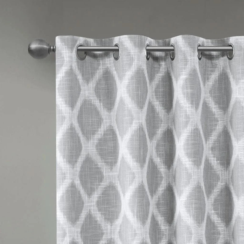 Grey Ikat Blackout Curtain Polyester Room Darkening Panel For Living Room