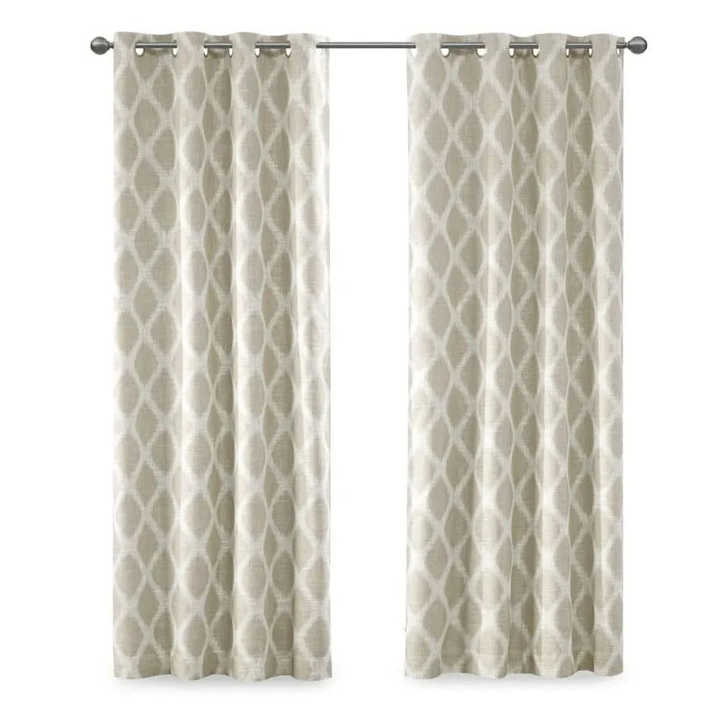 Ikat Blackout Curtain Polyester Textured Panel For Living Room Decor