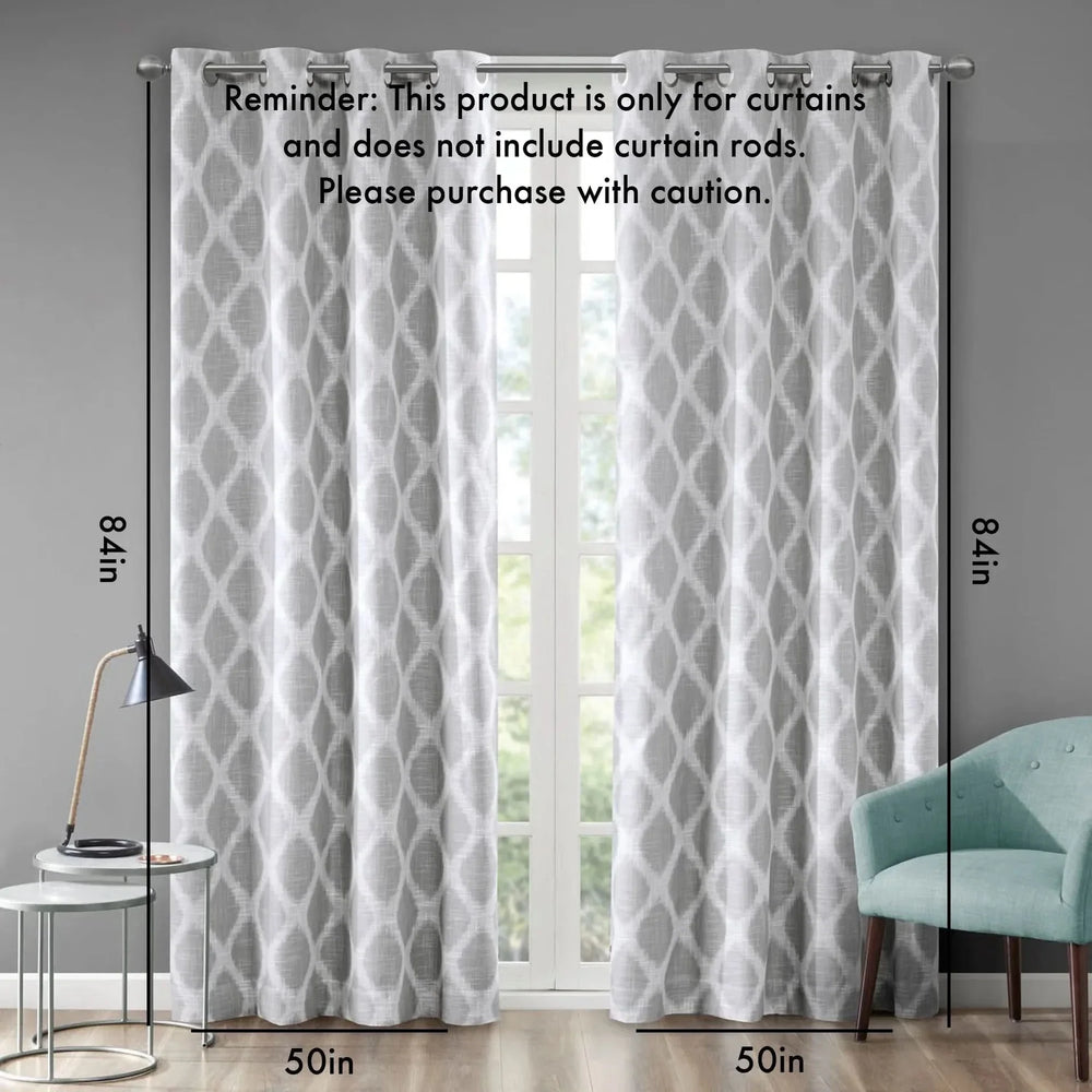 Grey Ikat Blackout Curtain Polyester Room Darkening Panel For Living Room Media 3