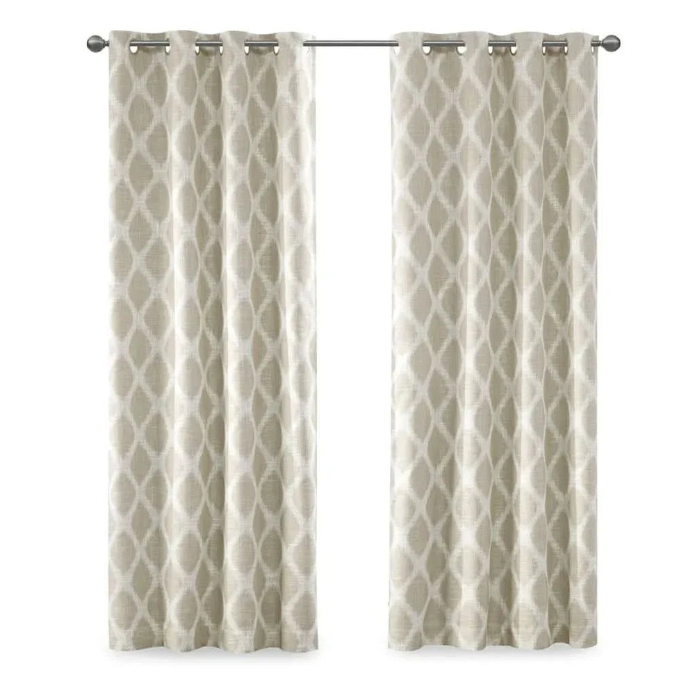Ikat Curtain Panel Blackout Polyester Taupe Room Darkening 95x50 Inches Media 5