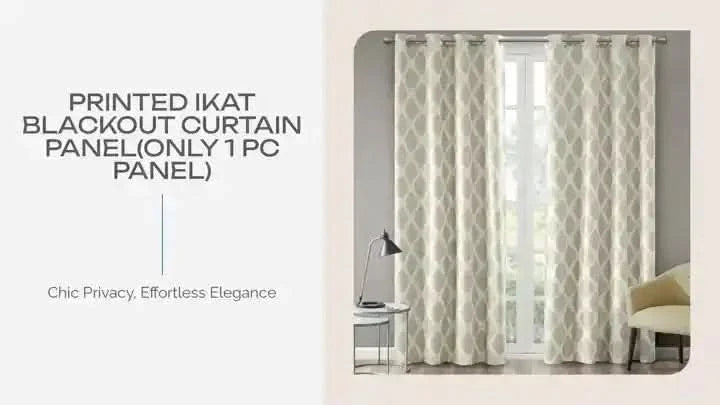 Ikat Curtain Panel Blackout Polyester Taupe Room Darkening 95x50 Inches Media 14