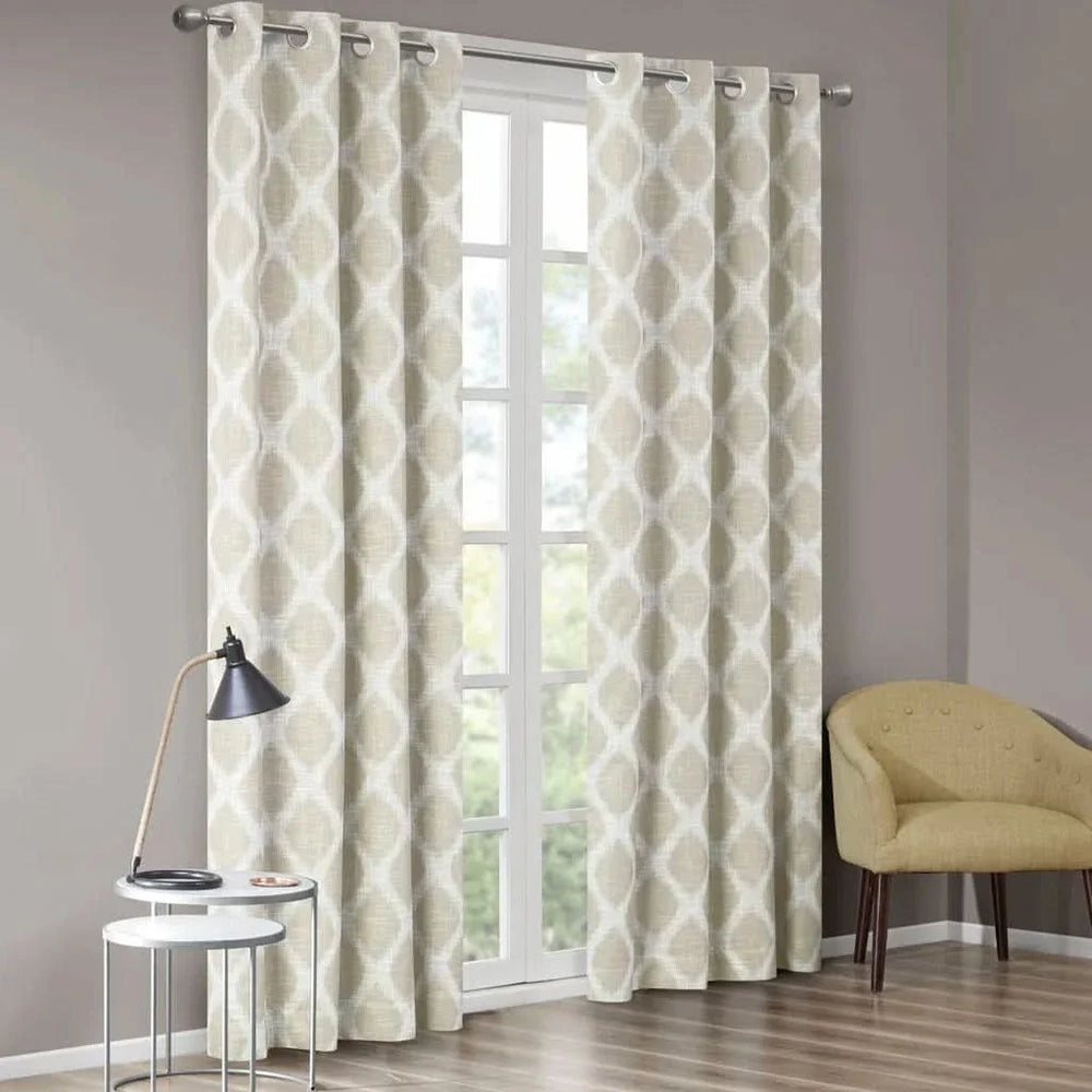 Ikat Blackout Curtain Polyester Textured Panel For Living Room Decor Media 11