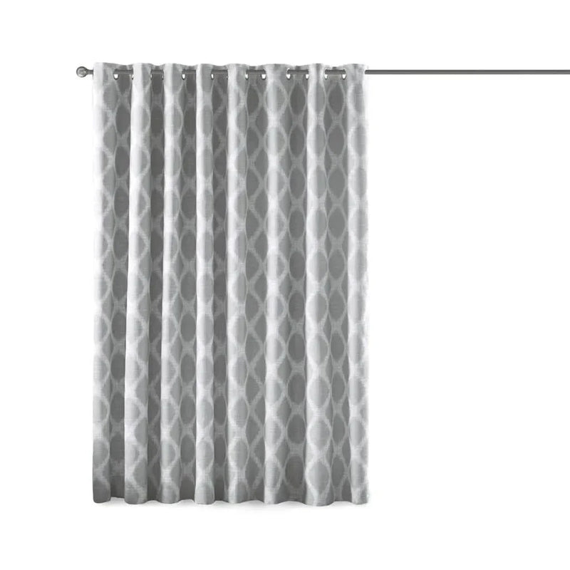 Blackout Patio Curtain Polyester Ikat Print Grey Panel For Windows