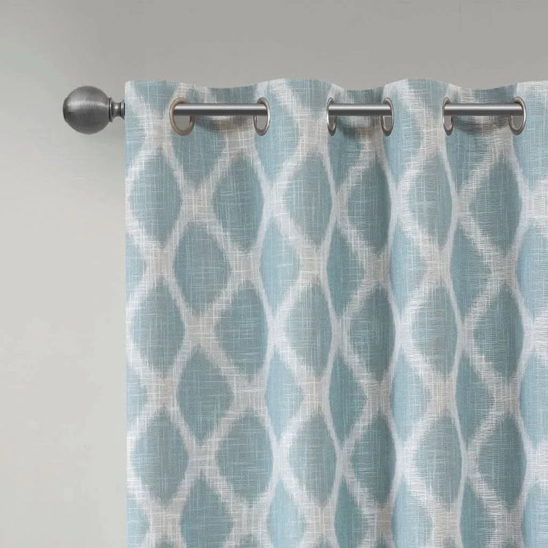 Printed Ikat Blackout Curtain Polyester For Patio Doors One Panel